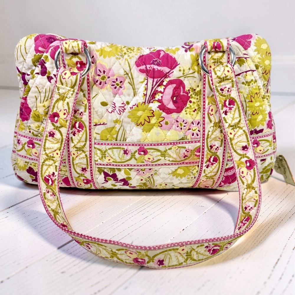 Vera Bradley Make Me Blush Floral Quilted Bowler Shoulder Bag Purse Retired